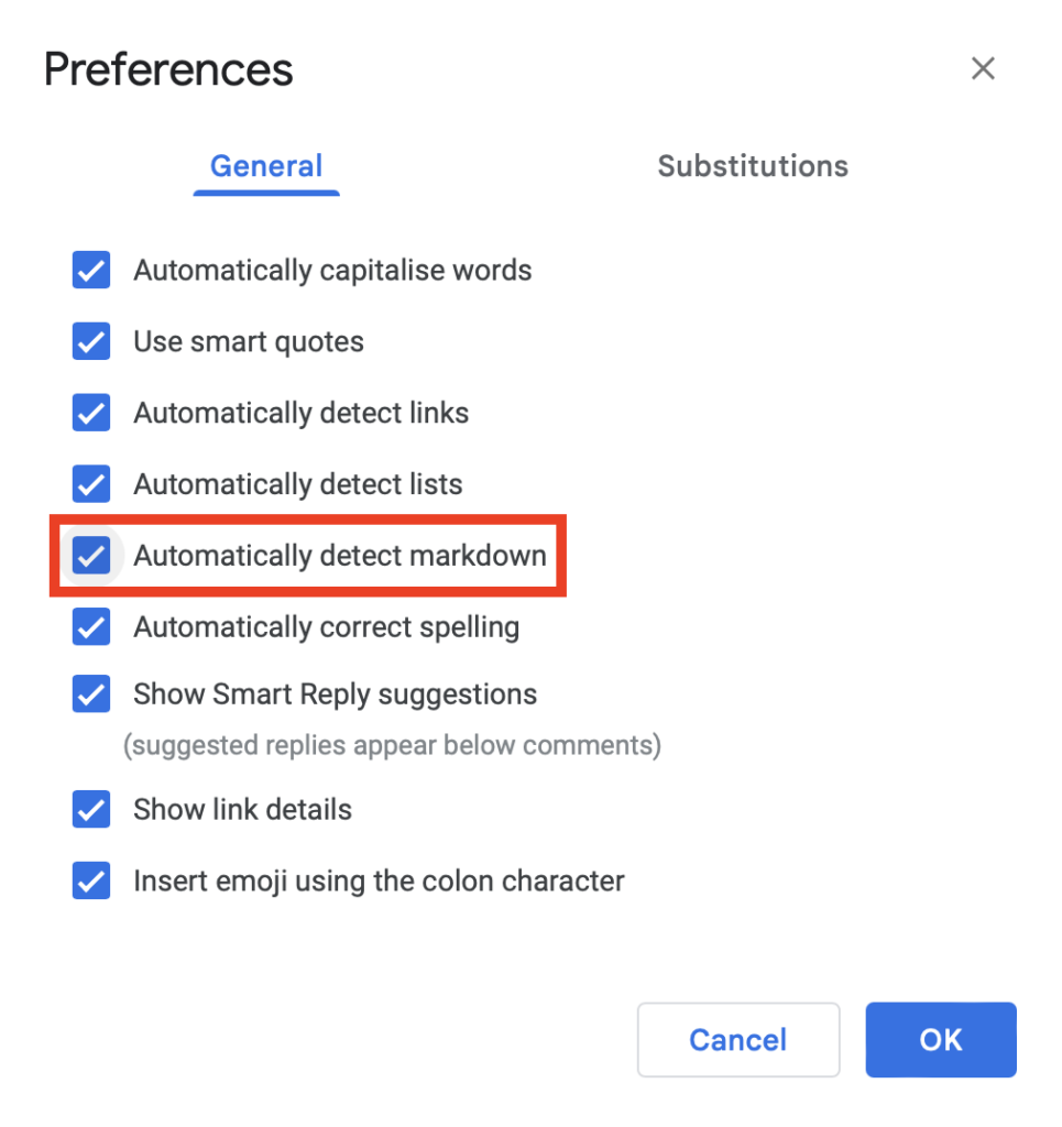 Activate markdown support in Google Docs