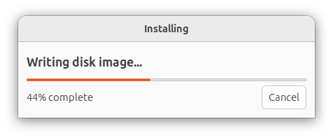 Ubuntu is writing a disk image